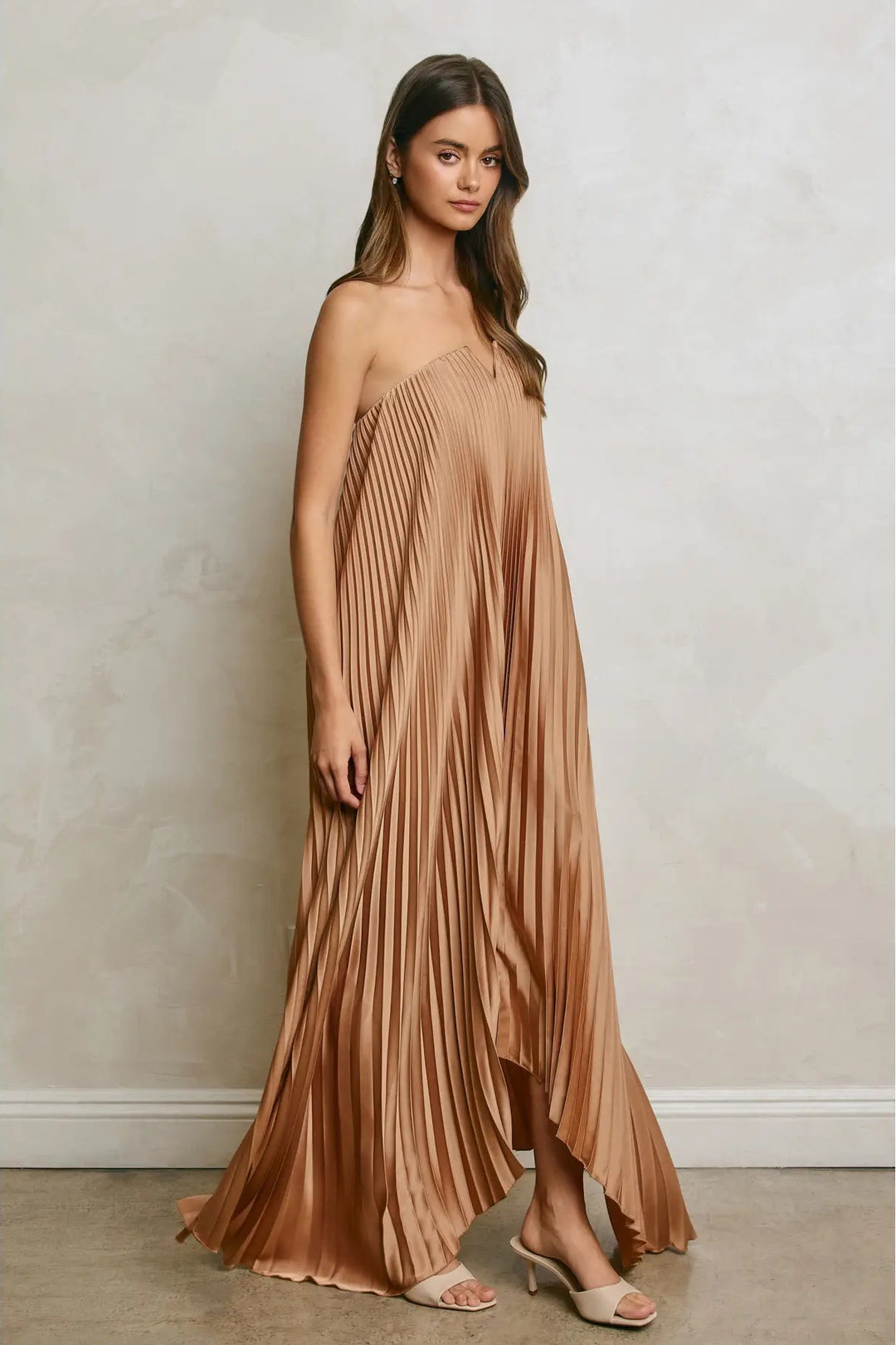 strapless pleated maxi dress event wer