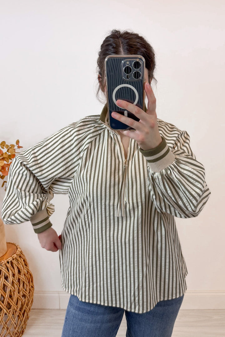 entro olive striped top