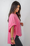 studded pink washed oversized top