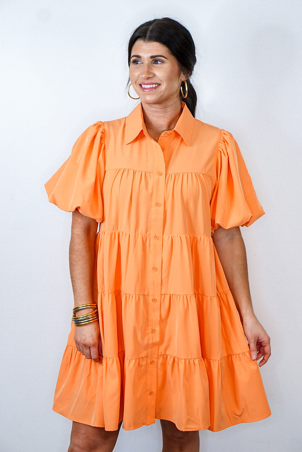 tiered babydoll summer tangerine dress