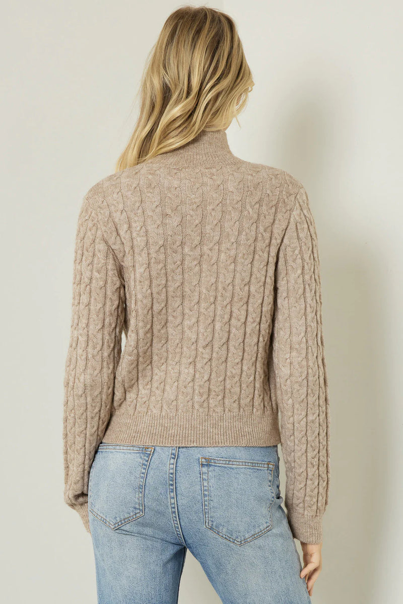 taupe cable knit sweater