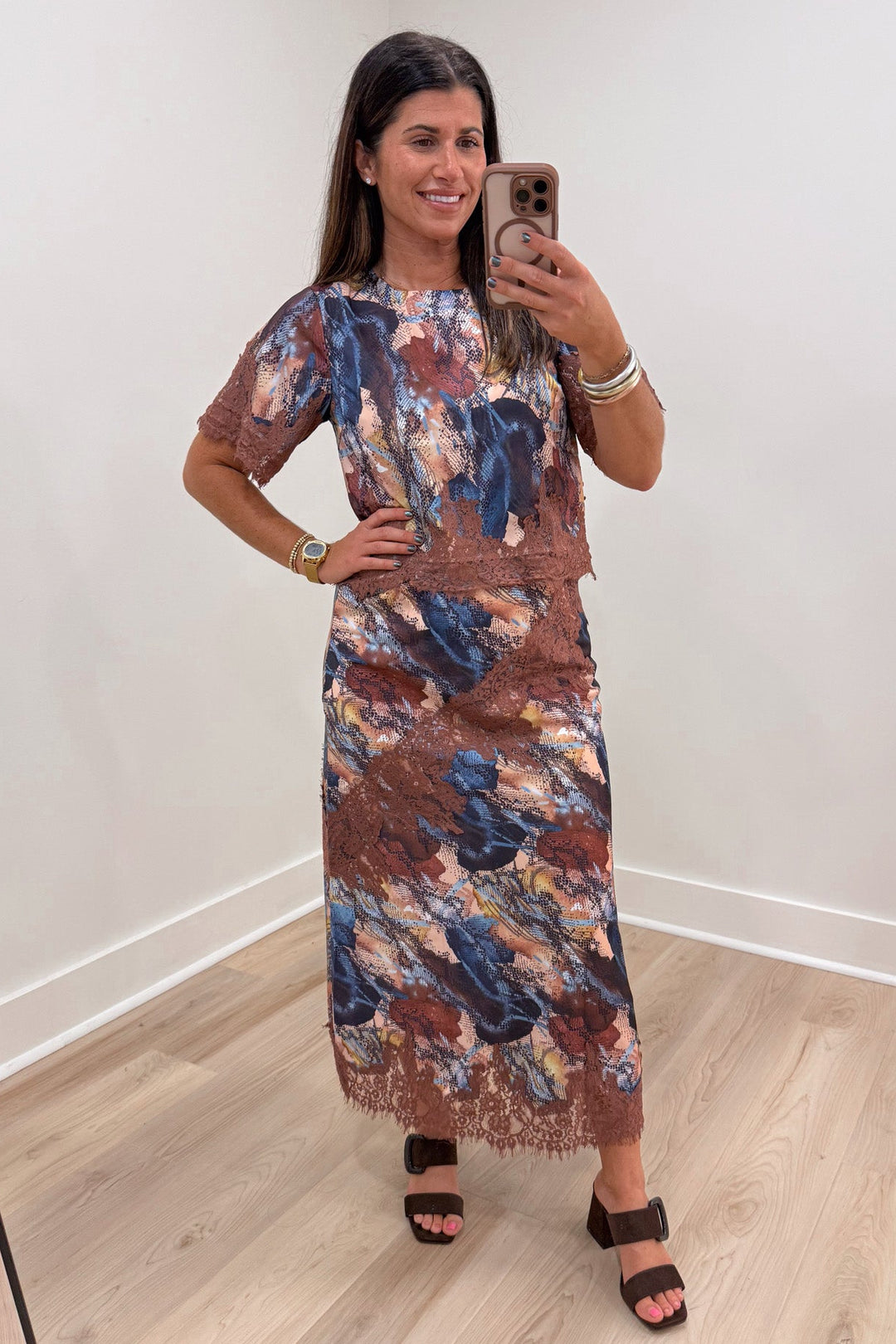 tcec snakeskin print satin skirt outfit