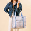 airport friendly floral quilted tote bag