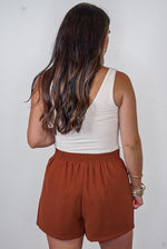 pleated toffee brown shorts 