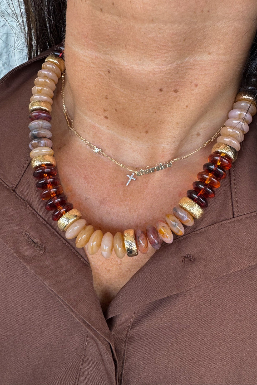 tortoise rondelle necklace