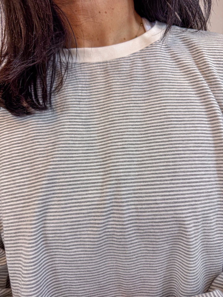 Oversized Perfection Grey Striped Top