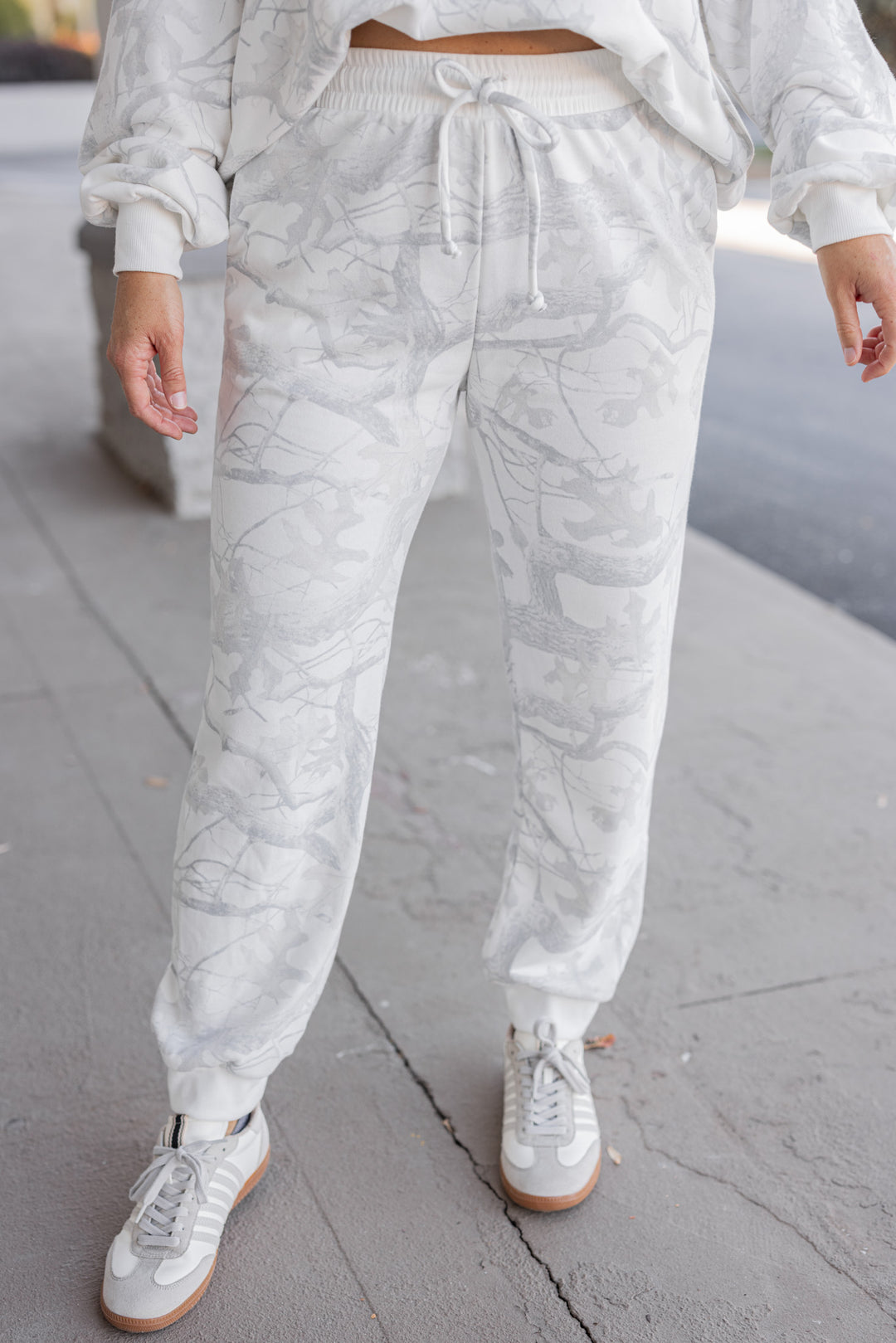Women's grey snow camo joggers by BucketList