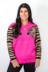 trending animal print hot pink sweater