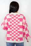 trending pink checkered sweater