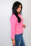trending pink knit cardigan top