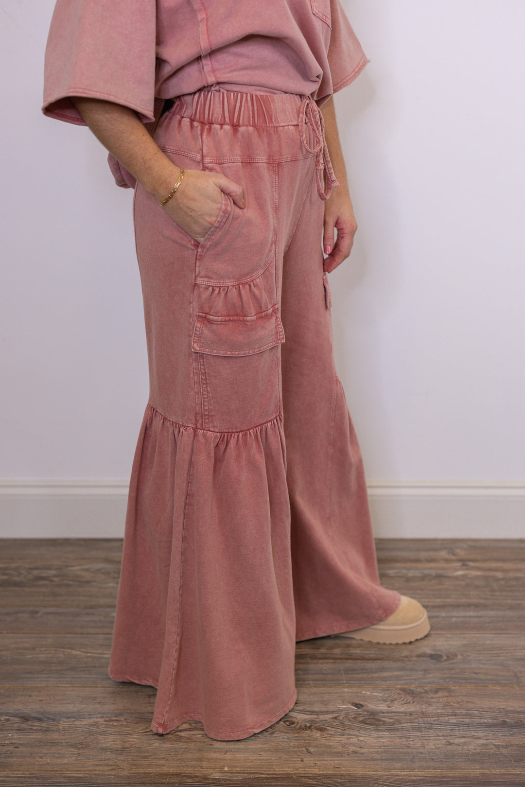 easel washed mauve pink lounge pant