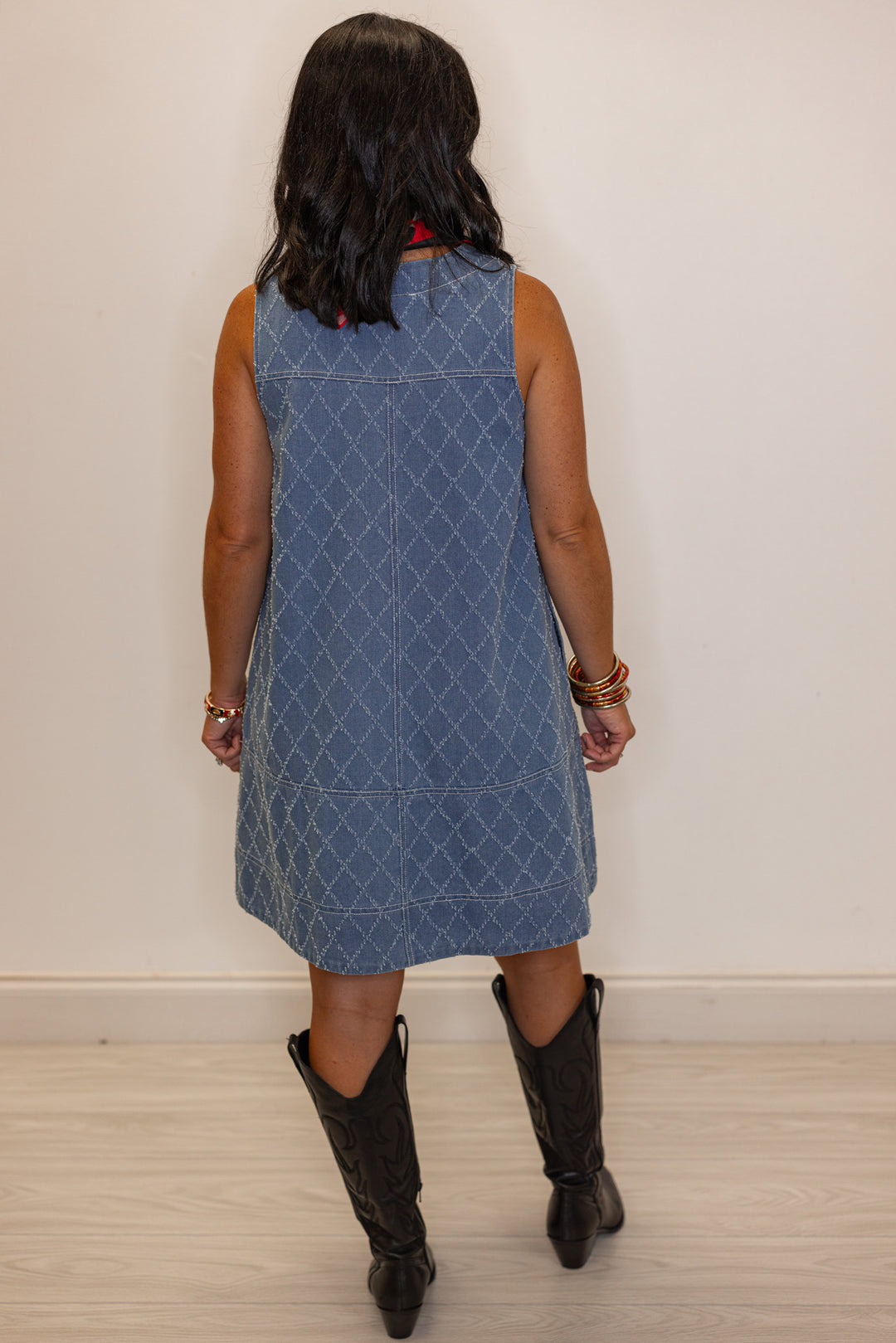 Blue Denim Diamond Print Dress | Purple Door Boutique Blue Denim Diamond Print Dress | Purple Door Boutique