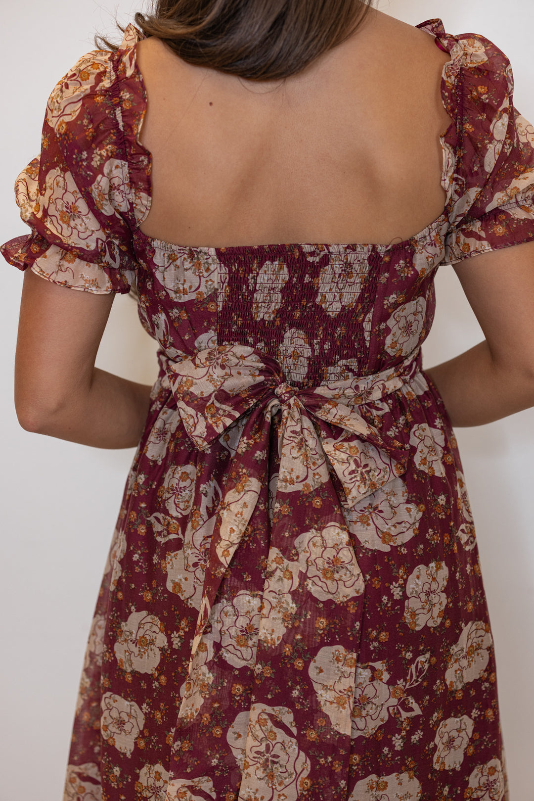 Floral Enchanted Burgundy Midi Dress