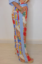 tropical resort printed wide leg palazzo pant