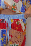 tropical resort printed wide leg palazzo pant