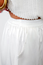 trendy white satin bride cargo jogger pants