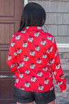 uga red button down womens top