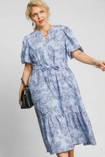 blue floral plus size midi maxi dress