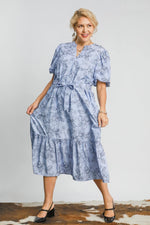 blue floral plus size midi maxi dress