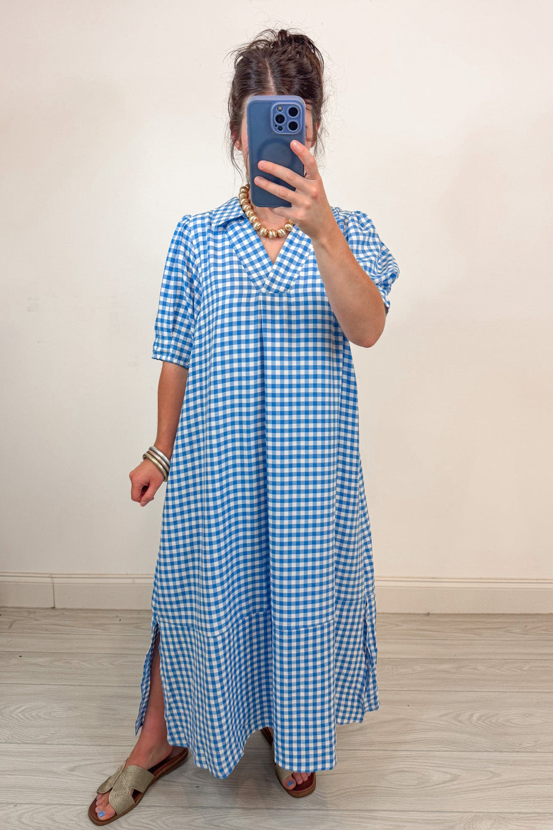 Staple Blue Gingham Midi Dress