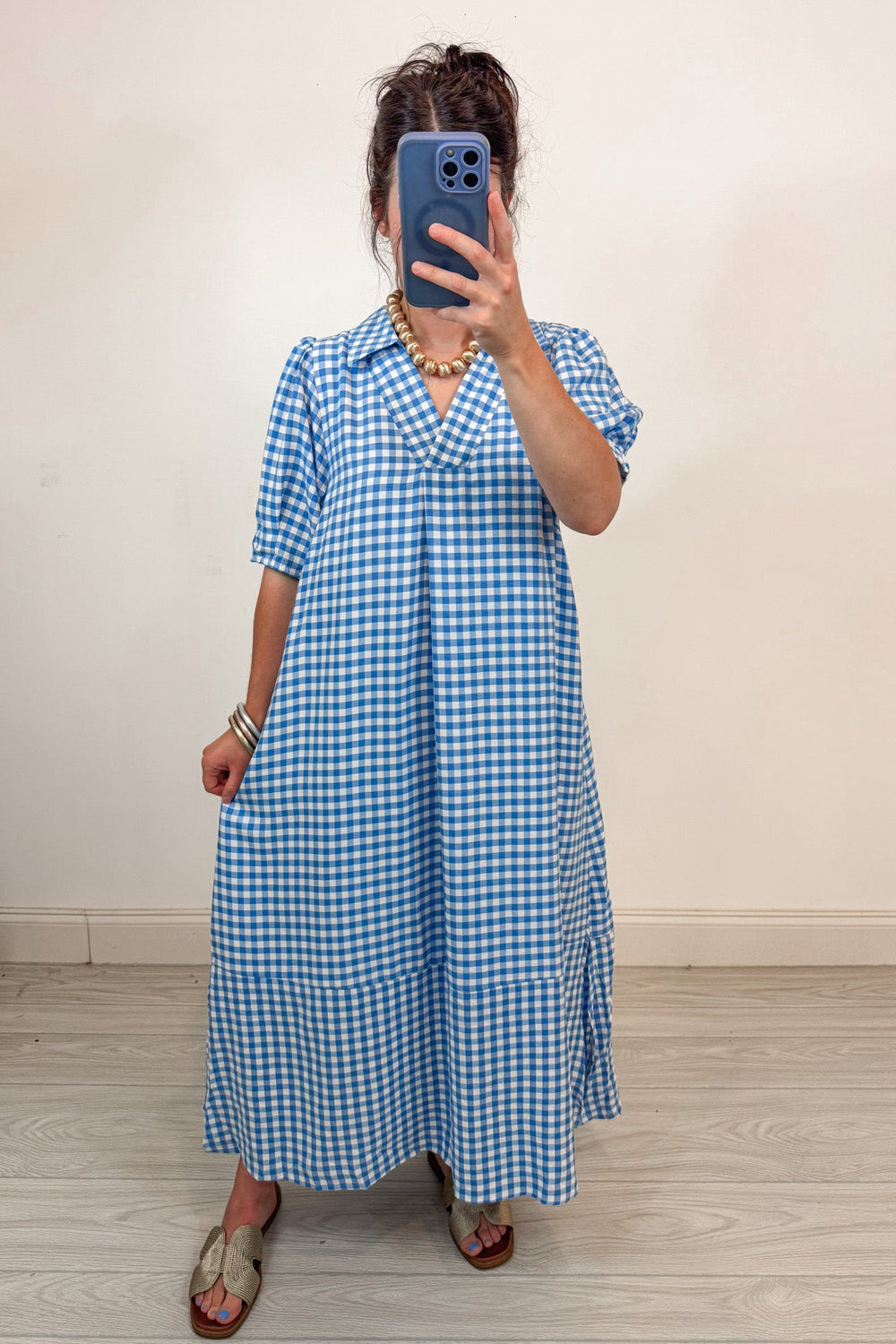 Staple Blue Gingham Midi Dress