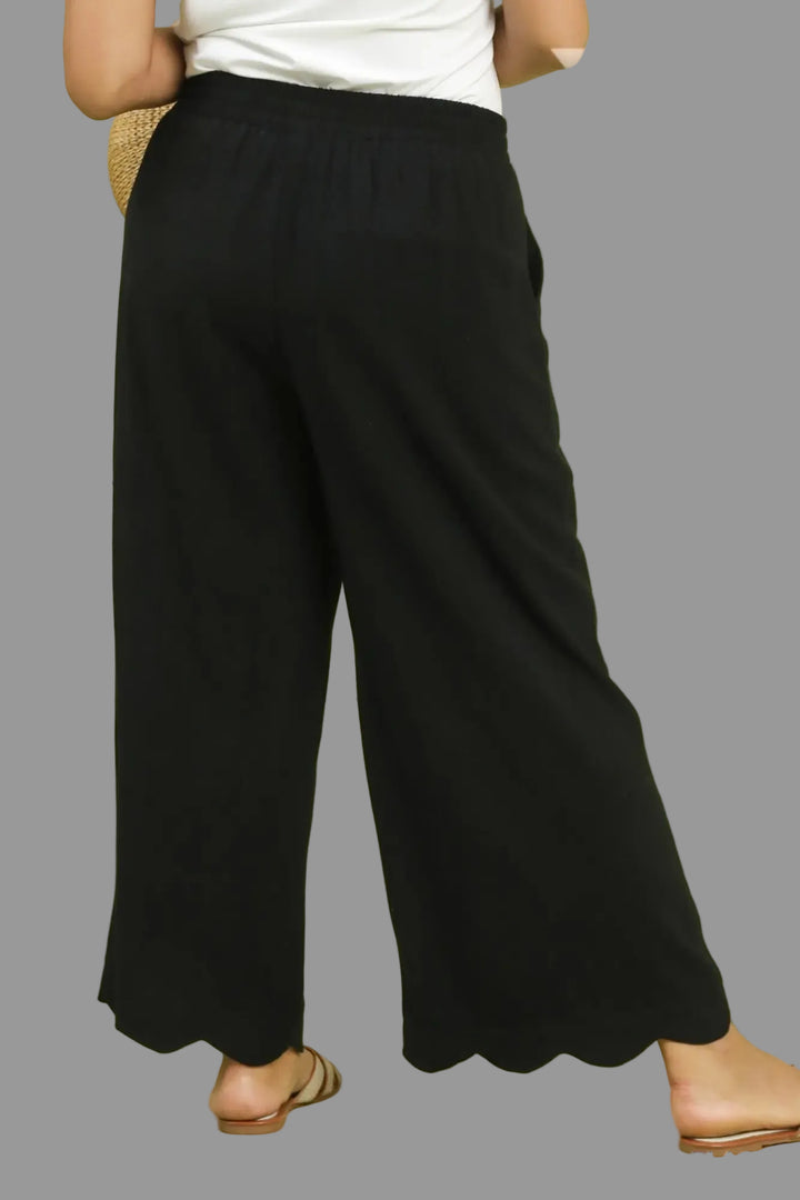 umgee plus size scalloped latte pants set pockets