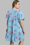 umgee plus embroidered blue floral dress