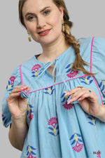 umgee plus embroidered blue floral dress