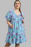 umgee plus embroidered blue floral dress