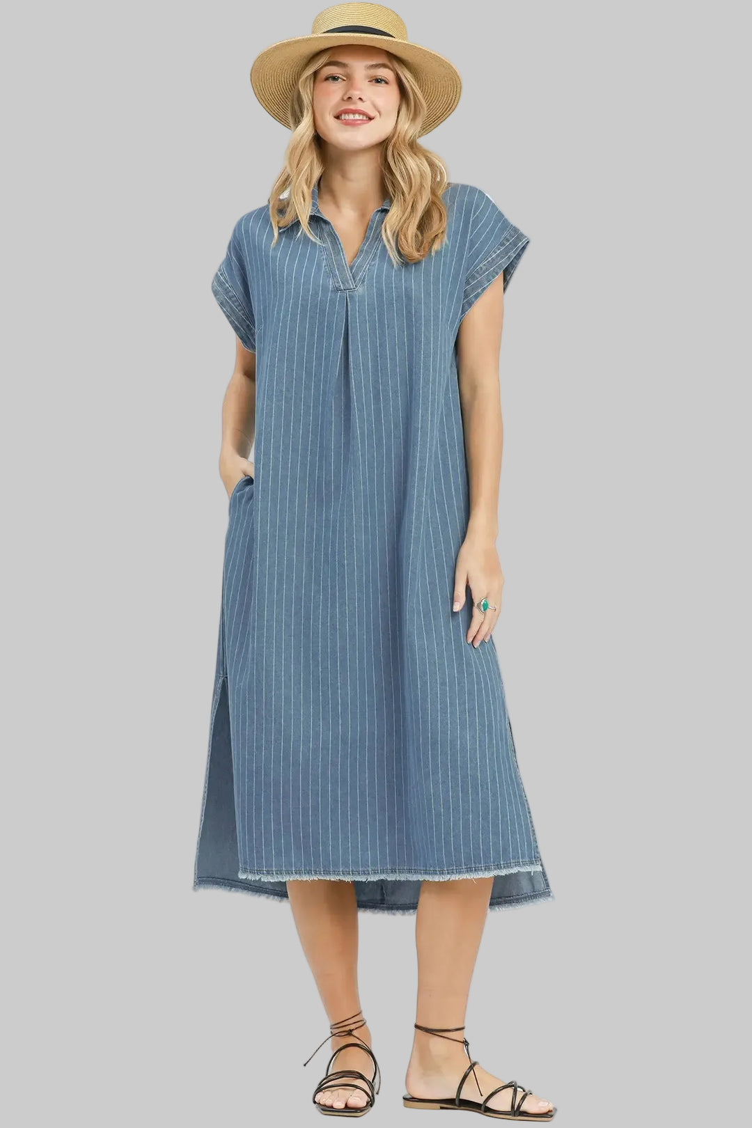 umgee plus size denim midi dress