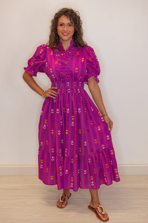 umgee modest classy pink midi dress
