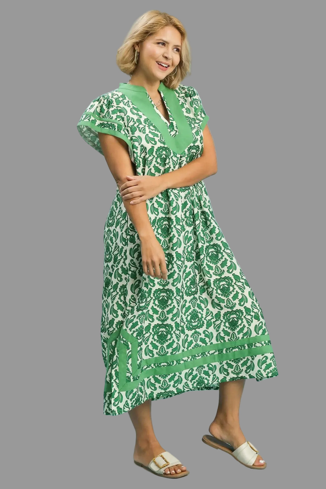 umgee plus size women's midi floral dress