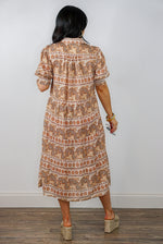 umgee trending safari print linen midi dress