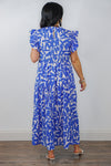 jodifl blue brushstroke print maxi dress