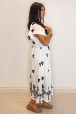 Umgee white black aztec print resort beach midi dress
