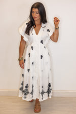 Umgee white black aztec print resort beach midi dress