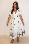 Umgee white black aztec print resort beach midi dress