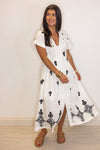 Umgee white black aztec print resort beach midi dress