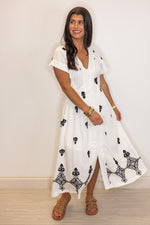 Umgee white black aztec print resort beach midi dress