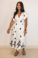 Umgee white black aztec print resort beach midi dress