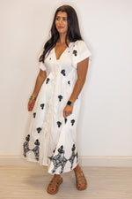 Umgee white black aztec print resort beach midi dress