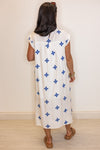 umgee white blue floral linen resort midi dress