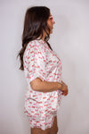 pink red xoxo satin pajama set