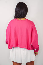 pink pearl knit pullover