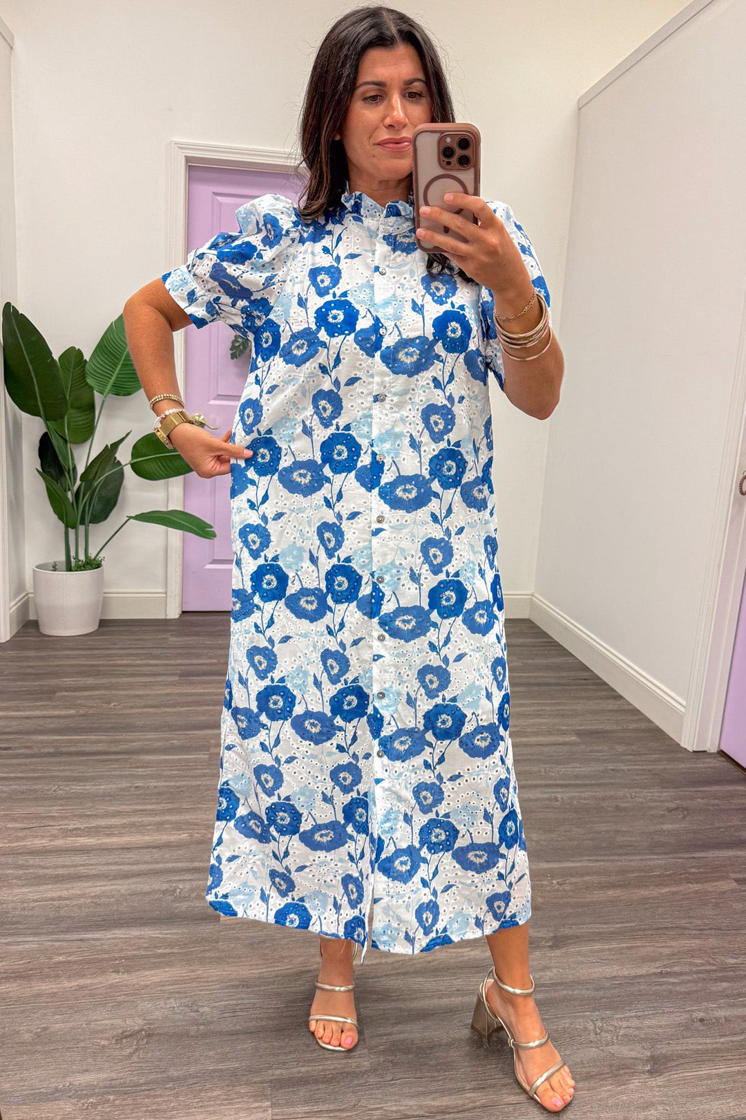 white and blue floral dress midi Blue Floral Print Layer Tiered Midi Dress | Purple Door