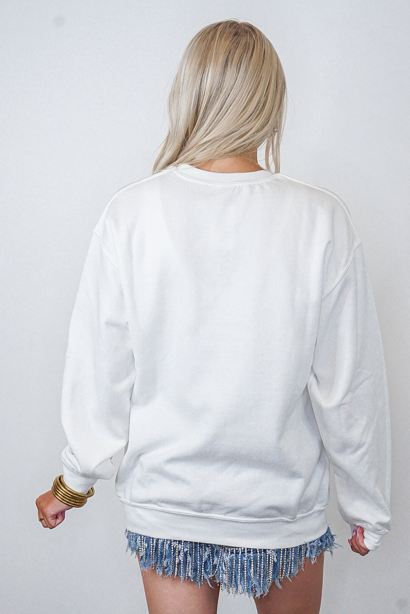 bride white rhinestone sweatshirt