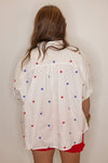white star embroidered button down shirt 