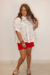 white star embroidered button down shirt 