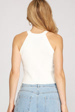 white ribbed knit tank top