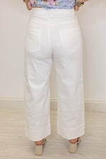 white wide leg denim pants